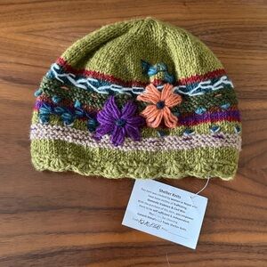 Beanie. Hand knit in Nepal. 100% wool. New with tags!